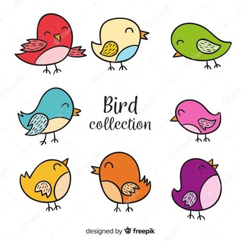 Cartoon Bird Drawing, Bird Drawing For Kids, Simple Bird Drawing, Bird Doodle, Dibujo Simple, Bird Clipart, Cartoon Birds, Easy Drawings For Kids, Bullet Journal Doodles