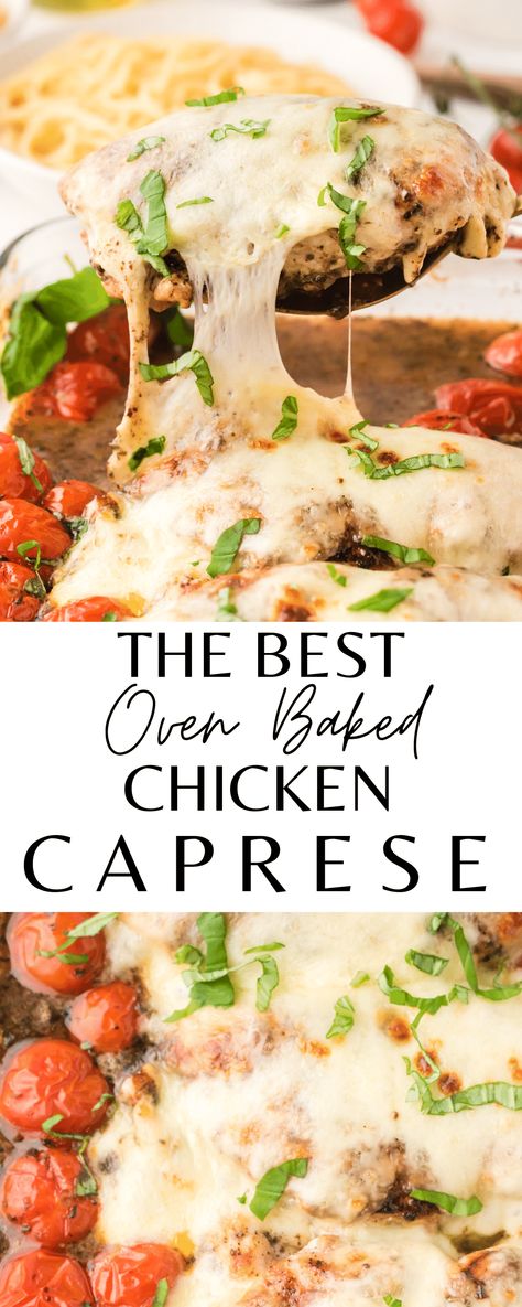 Easy Healthy Baked Dinners, Easy Oven Chicken Recipes Healthy, Healthy Chicken Caprese Recipe, Easy Chicken Bake Recipes Healthy, Gluten Free Italian Chicken Recipes, Gluten Free Fancy Dinner, Caprese Chicken Baked Easy, Keto Caprese Chicken, Caprese Baked Chicken