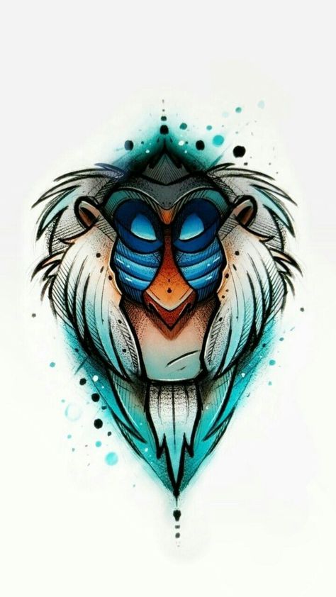 Rafiki Tattoo, Lion King Art, Cartoon Tattoos, Pinturas Disney, Disney Tattoos, The Lion King, Tattoo Design Drawings, Cool Art Drawings, Diy Art Painting