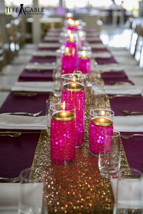 Fuschia And Silver Party Decorations, Hot Pink And Gold Table Setting, Hot Pink Birthday Table Decorations, Hot Pink Table Decorations Centerpiece Ideas, Fuschia Centerpieces Table Decorations, Hot Pink And Gold Centerpieces, Hot Pink White And Gold Party Decoration, Hot Pink And Gold Party Ideas, Hot Pink And Rose Gold Party