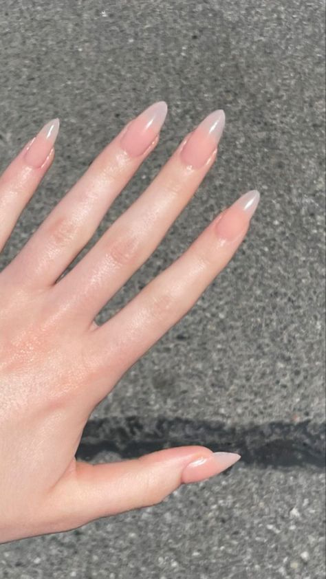 Real Looking Acrylic Nails, Jelly Almond Nails, Jelly Nude Nails, Nude Jelly Nails, Almond Jelly Nails, Nude Nails Almond, Almond Nude Nails, Makeup Aesthetic Natural, Nature Wallpaper Home