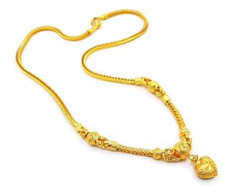 Chain 24k Thai Baht Yellow Gold Plated Filled Necklace Jewelry Women 20" Pendant Heart Womens Cuff Bracelets, Yellow Necklace, Real Gold Jewelry, Gold Jewelry Stores, Wedding Jewellery Collection, Western World, Gold Jewelry Necklace, Gold Charm Necklace, 18k Gold Jewelry