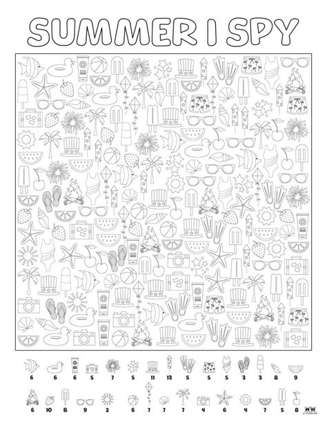 Choose from 4 Summer I Spy printables for a great activity for your little ones during those summer months without school. Print from home. 100% FREE! Summer Coloring Sheets, Homeschool Fun, Summer Calendar, Clay Patterns, Adult Coloring Books Printables, Apron Sewing, Summer Coloring, Summer Printables, Free Printable Activities