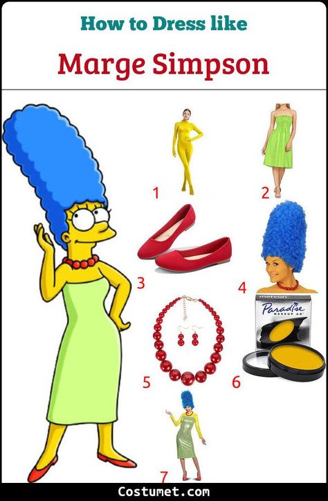 Halloween Costumes Marge Simpson Costume, Marge Halloween Costume, The Simpson Halloween Costume, The Simpson Costume, Marg Simpson Costume Halloween, Diy Simpsons Costumes, The Simpsons Halloween Costume, Simpson Halloween Costumes, Marge Simpson Makeup