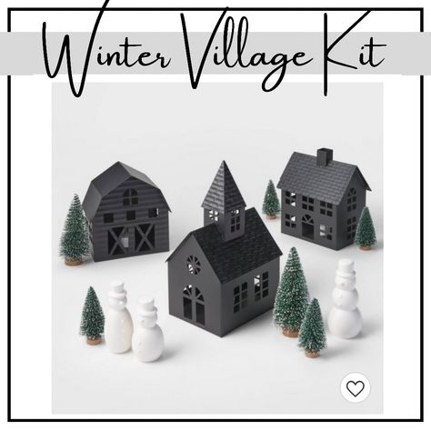 Christmas Gift for the Decor Lover A modern take on a traditional Christmas village. The metal houses are so cute and make a great decor statement. Target, Target style, target finds, home decor, winter decor, Christmas decor, Christmas village, black and white decor, decor kit, fireplace decor Follow my shop @justsosimple_m on the @shop.LTK app to shop this post and get my exclusive app-only content! #liketkit #LTKSeasonal #LTKHoliday #LTKGiftGuide Target Village Houses, Christmas Village Houses Target, Black And White Christmas Village, Black Christmas Village Houses, Black Christmas Village, Modern Christmas Village, Metal Houses, White House Ornaments, Home Decor Winter