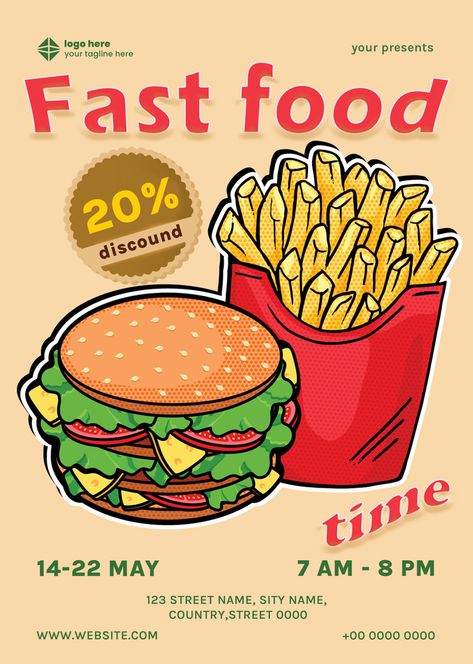 Burger Poster Design Graphics, Poster Food Design, Poster Burger, Clearance Sale Poster, Food Promotion Poster, Retro Burger, Food Posters, Easy Burgers, Poster Food