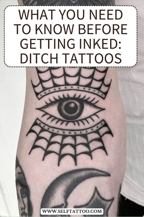 "Ditch tattoos are created on the inner part of the elbows and back of the knees. The body naturally dips down in these areas, hence the name “ditch” tattoo. These areas come with their own unique challenges when it comes to getting tattoos here. So this is what you need to know before getting inked!" Ditch Tattoos, Back Of Knee Tattoo, Elbow Ditch Tattoo, For Me Tattoo, Inner Elbow Tattoos, Inner Lip Tattoo, Halloween Sleeve, Self Tattoo, Black And White Tattoos