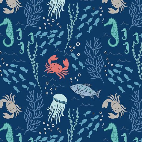 Coastal Fabric, Sea Logo, Ocean Fabric, Ocean Nursery, Baby Boy Bedding, Ocean Design, Coastal Blue, Book Quilt, Kids Prints