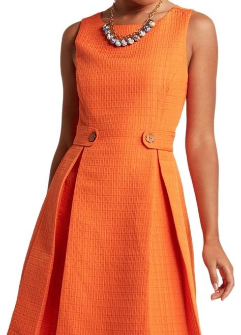 7bb060764a818184ebb1cc0d43d382aadesc36460006ri Princess Line Dress, Zero Tolerance, Textured Dress, Work Outfits Women, Orange Dress, Classy Dress, Work Fashion, Simple Dresses, Dress Patterns