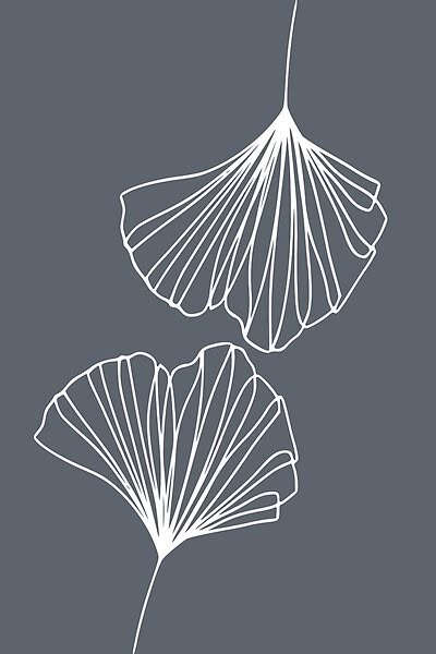 Line Drawing Leaves Simple, Ginkgo Line Art, Gingo Leaves Drawing, Ginkgo Leaf Drawing, Line Art Leaves, Nature Doodle, Minimalism Drawing, Minimal Pictures, Line Art Wallpaper