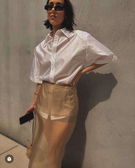 White Sheer Skirt Outfit, Organza Skirt Outfit, Transparent Skirt Outfit, Sheer Skirt Outfit, Wedding Weekend Outfits, Spain Outfit, Aw 2024, The Frankie Shop, Organza Skirt