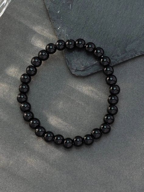 Minimalist Noir Black Glass Bead Stretch Bracelet | Trade Me Marketplace Free Post, Beaded Stretch Bracelet, Over 60, Black Glass, Stretch Bracelet, Glass Bead, Stretch Bracelets, Beaded Bracelet, Jewellery And Watches