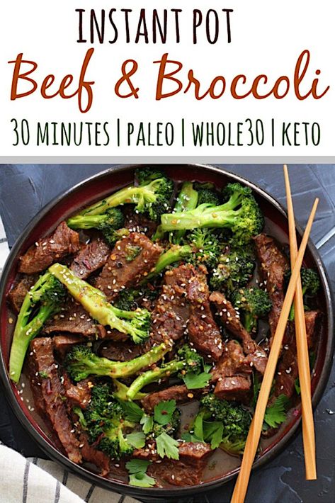 Whole30 Instant Pot Beef and Broccoli is a simple 30 minute meal that's family friendly and on the table in just a few minutes! It's a delicious paleo beef recipe for a busy weeknight or great for Whole30 meal prep #whole30beef #paleobeef #whole30instantpot #lowcarbinstantpot via @paleobailey Tiny Meals, Instant Pot Beef And Broccoli, Paleo Beef Recipes, Paleo Menu, Whole30 Meal Prep, Pot Recipes Healthy, Beef Stew Crockpot, Beef And Broccoli, Potted Beef