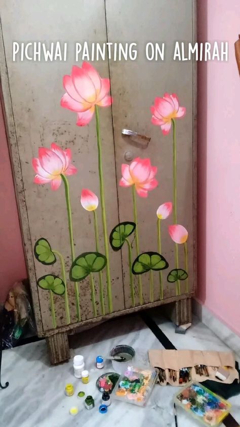 bedroom decor diy ideas creative Simple Wall Paintings, Pichwai Painting, Colorful Room Decor, Creative Wall Painting, Pichwai Paintings, Art And Craft Videos, Art Decor Diy, Abstract Art Painting Diy, Diy Crafts Room Decor