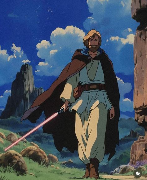 Ghibli Star Wars, Star Wars Wallpaper Obi Wan, Star Wars Animation, Star Wars Old Republic, Star Wars Anime, Star Wars Obi Wan, Star Wars Background, Star Wars Love, Star Wars Facts