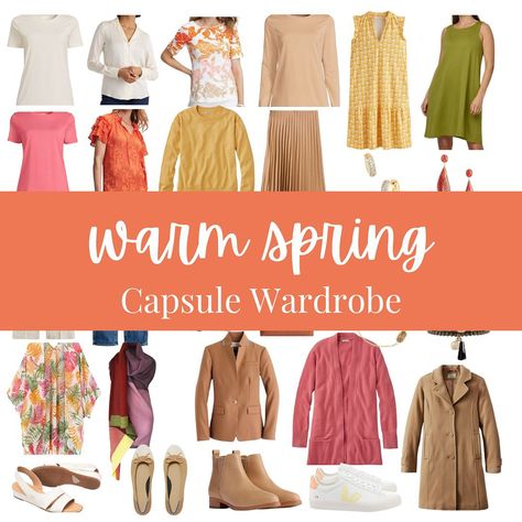 WARM SPRING CAPSULE WARDROBE 7 tops in warm, bright colors 4 bottoms + 2 dresses perfect for Warm Spring 5 completer pieces to style 4 pair of varied neutral shoes 8 bright and fun accessories Want to learn more about Warm Spring (or any season)? Comment “EXPLORE” to get the link. #warmspring #warmspringcolors #warmspringclothes #truespring #truespringcolors #truespringpalette #springcapsulewardrobe #springcapsule #capsulewardrobe #capsulewardrobeblogger #capsulewardrobechallenge #capsulec... Golden Spring Color Palette, Warm Spring Wardrobe, Warm Spring Color Analysis, Warm Spring Capsule Wardrobe, True Spring Outfits, Warm Spring Makeup, Completer Pieces, True Spring Palette, Warm Spring Palette