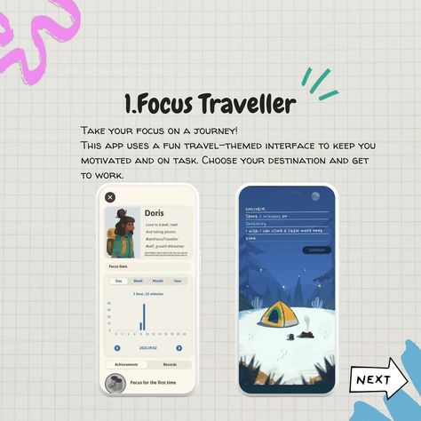 🔥 Need to boost your focus and reduce distractions? These cozy timer apps are here to help! 🕰️✨ Check out our top picks: 1️⃣ **Focus Traveller** - Take your focus on a journey with a fun travel-themed interface. Perfect for staying motivated and on task! 🌍✈️ 2️⃣ **DTD Sounds** - Immerse yourself in calming background noises to create a peaceful work environment. Great for concentration! 🎧🌿 3️⃣ **Emphasis** - Break down tasks into manageable chunks with this minimalist timer app. Ideal for ... Best Focus Apps, Study Timer App, Motivational Apps, Apps For English, Focus App, Study Helper, Study Timer, Aesthetic Apps Games, Aesthetic Apps