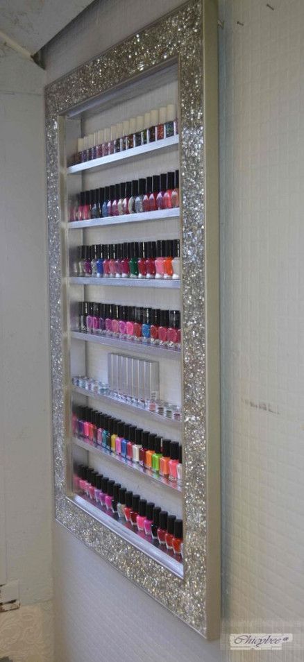 Makeup Storage Furniture, Makeup Storage Bedroom, Makeup Storage Cabinet, Nail Polish Stand, Nail Polish Display, Nail Room Ideas, Nail Polish Rack, Polish Display, Home Nail Salon