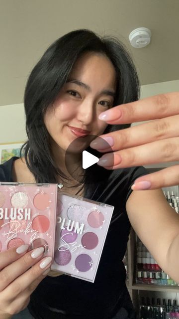 emily zheng • chez nails on Instagram: "#ad Trying eyeshadow nail art on regular polish and LOVE how it turned out! A fun and easy DIY summer mani using all @target products 🤩 Everything I used is in my Target Storefront, link in bio!   @essie “Arctic Jelly” and “Good to Go” quick dry top coat  @opi matte top coat  @colourpopcosmetics pressed powder eyeshadow makeup palettes in “Blush Baby” and “Plum Szn”  @elfcosmetics “Concealer” and “Blending Eye” brushes   #TargetPartner #paidlink" Diy Eyeshadow Nails, Eyeshadow On Nails How To Apply, How To Use Eyeshadow On Nails, Nail Art With Regular Polish, Using Eyeshadow On Nails, Eyeshadow Nail Polish Diy, Eyeshadow Nails Tutorial, Eyeshadow Nails Diy, Eyeshadow On Nails