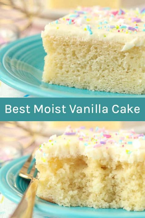 Easy Vanilla Cake Recipe From Scratch, Moist Vanilla Cake Recipe, Vanilla Cake Recipe Moist, Homemade White Cakes, Vanilla Sheet Cakes, Easy Vanilla Cake, Homemade Vanilla Cake, Easy Vanilla Cake Recipe, Moist Vanilla Cake