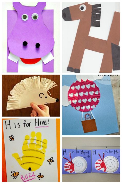 We're learning the letter H! I've gathered a bunch of fun letter H activities to do with your kids. Most of these crafts just look like fun and that is the alphabet Letter Hh Crafts For Preschoolers, H Letter Crafts For Preschool, Letter H Phonics Activities, H Phonics Activities, The Letter H Crafts Preschool, Letter H Prek Activities, Letter H Learning Activities, Crafts For Letter H Preschool, Letter H Lesson Plan Preschool