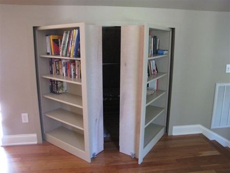 41 Mind Blowing Hidden Storage Ideas Making a Clever Use of Your Household Space! – Page 2 of 3 – Cute DIY Projects Hidden Bookcase, Bookcase Closet, Hidden Door Bookcase, Bookshelf Door, Door Bookcase, Traditional Family Room, Knee Wall, Bookcase Diy, Bookcase Door