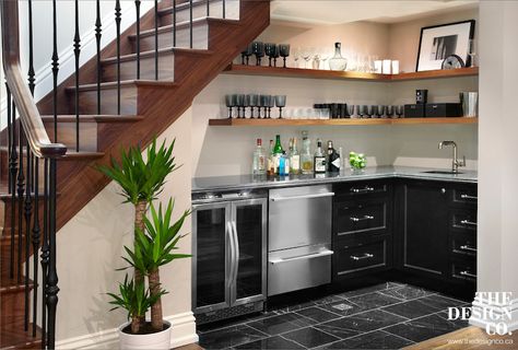 Centsational Girl » Blog Archive That Space Under the Stairs - Centsational Girl Staircase In Kitchen, Bar Under Stairs, Kitchen Under Stairs, Space Under Stairs, تحت الدرج, Contemporary Basement, Basement Kitchenette, Model Dapur, Stairs Ideas