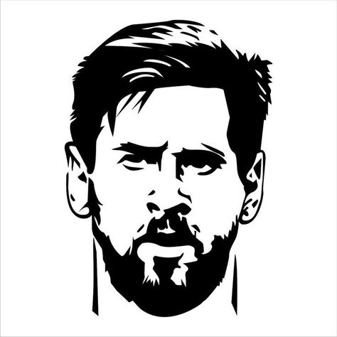 Messi Black And White Drawing, Messi Stencil Drawing, Messi Drawing Sketches, Messi Stencil Art, Messi Drawing Pencil, Messi Art Drawing, Messi Silhouette, Messi Sketch, Messi Drawing