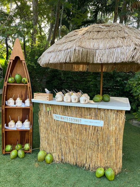 Get this awesome tiki bar set up and premium custom Coconuts for your next pool party. Coco Reserve ships right to your door. Click the link to get some. Ph 786-452-9900. Lake House Food Ideas, Hawaiian Birthday Party, Hawaiian Birthday, Lake Food Ideas Summer, Fiesta Tropical, Hawaii Party, Food Ideas Summer, Lake Food Ideas, Beach Themed Party