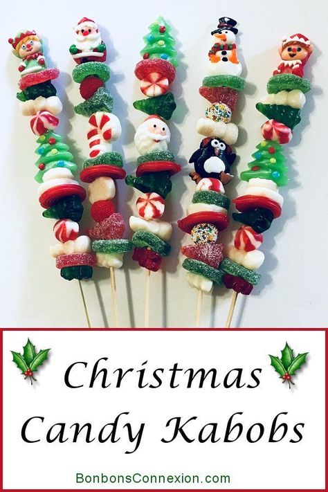 Christmas candy kabobs make perfect gift ideas for the Holidays. The candy on sticks are not only fresh and tasty they are visually attractive making them wonderful party favors.  #ChristmasCandyKabobs #HolidayCandyPartyFavors #ChristmasCandyGiftIdeas Christmas Candy Kabobs, Hoops Wreaths, Gummy Candy Kabobs, Wholesale Candy, Candy Kabobs, Happy Easter Wishes, Diy Gold, Beads Embroidery, Candy Sticks