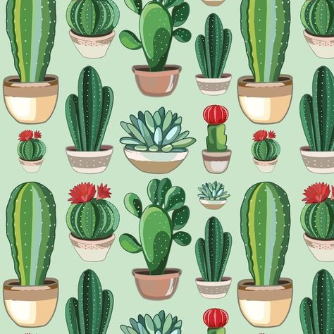 Cute drawn cactus pattern | Free Vector #Freepik #freevector #cactus-pattern #motif #motif-pattern #pattern-design Cactus Motif, Cactus Backgrounds, Popular House Plants, Cactus Vector, Easy Care Houseplants, Cactus Plant Pots, Cactus Poster, Tropical House Plants, Cactus Planta