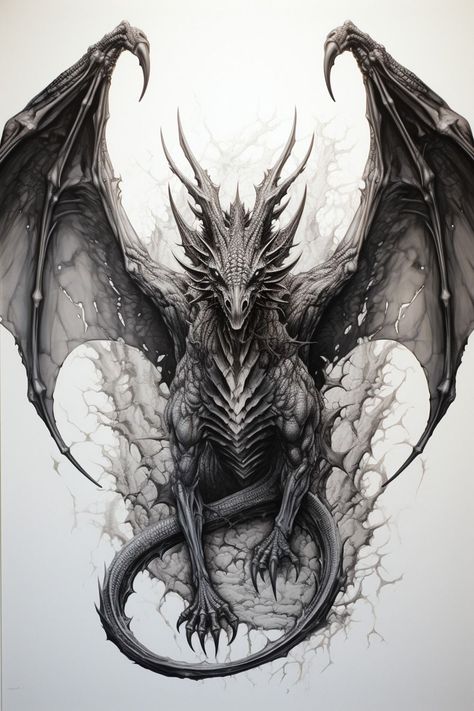 Smaug Tattoo, Cool Dragon Pictures, Dragon Tattoo Drawing, Headdress Tattoo, Dragon Tattoo Sketch, Dragon Tattoo Ideas, Realistic Dragon, Dragon Tattoo Art, Dragon Tattoos