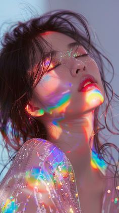 Rainbow Photography People, Ethereal Pose Reference, Prism Photoshoot, Art Refrences Photography, Ethereal Poses, Face Drawing Reference, Art Students, Hieronymus Bosch