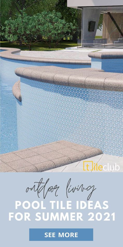 Get ready for summer 2021 with the best pool tile designs to make sure you're splashing in style! From gorgeous glass mosaics to stunning herringbone designs, these pool design ideas with some of our favorite pool tiles are here to inspire your backyard oasis Hexagon Pool Tile, Timeless Pool Design, Ceramic Pool Tile, Pool Waterline Tile Ideas Modern, Unique Pool Tile, Pool Renovation Ideas, Swimming Pool Tiles Waterline, Pool Tile Waterline Modern, White Pool Tile Waterline