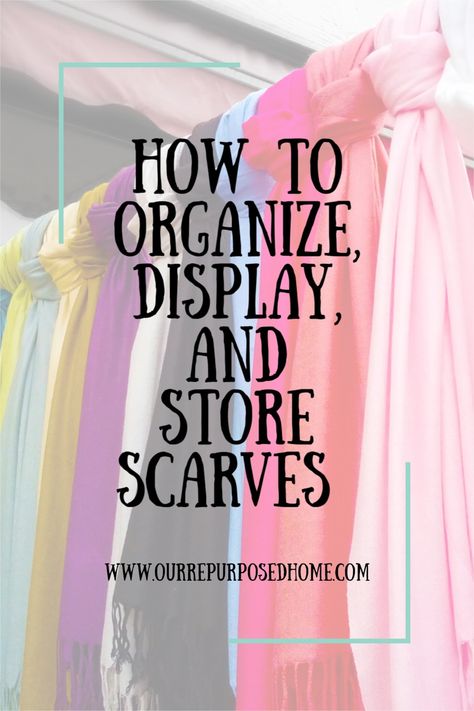 How To Store Bandanas, Scarves Display Ideas, Display Scarves, Scarf Organizer Ideas, Diy Scarf Display, Scarves Display, Scarf Display Ideas Craft Booths, Scarf Organizer, Decorating With Scarves