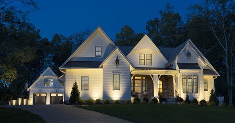 Outdoor Uplighting Services | Uplighting Designs for Homes & Businesses Home Uplighting, Uplighting House Exterior, Exterior Uplighting, Outdoor Uplighting, Exterior House Lights, House Lights, House Lighting, Outdoor Landscape Lighting, Landscape Services