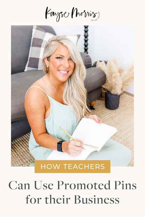 front view of Kayse Morris sitting on the floor in front of her couch holding a notepad and pencil. Strategic Marketing, Pinterest Strategy, Today Episode, Business Entrepreneur, Female Entrepreneur, Pinterest Marketing, Teacher Resources, Blogging Tips, Business Marketing