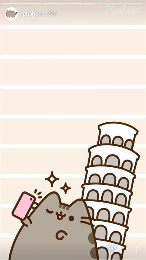 Pusheen cat wallpaper Selfie kitty at the Leaning Tower of Pisa Pusheen Cat Wallpaper, The Leaning Tower Of Pisa, Pusheen Cute, Tower Of Pisa, Images Kawaii, Pusheen Cat, Cute Doodle Art, Cute Cartoon Drawings, Kawaii Doodles