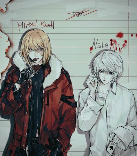 Mello Near And L, Light Official Art, Killer Oc Design, Near Fanart, Mello Fanart, Deathnote Fanart, Near And Mello, Mello And Near, L Fanart