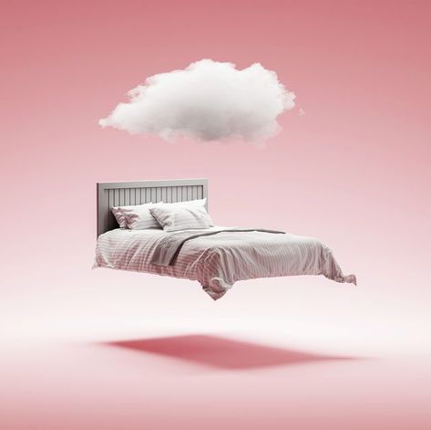 Sleep Graphic Design, What Do Dreams Mean, Furniture Advertisement, Interpret Dreams, Bed Floating, Dream Poster, Talk Bubble, Photoshop Design Ideas, Floating Bed