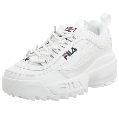 Fila Youth Disruptor II Sneaker ** Click image to review more details. (This is an affiliate link) Fila Disruptor Ii, White Peacoat, White Shoes Men, Fila Disruptor, Fila Disruptors, Fila Shoes, Lit Shoes, Casual Athletic, Athletic Sneakers