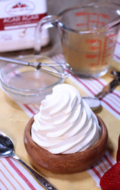 Stabilized Vegan Whipped Cream - Gretchen's Vegan Bakery Cashew Whipped Cream, Vegan Whipped Cream No Coconut, Plant Based Whipped Cream, Vegan Cream Recipe, Vegan Whipped Cream Recipe, Vegan Chantilly Cream, Vegan Cream Cake, Vegan Cool Whip Recipe, Vegan French Silk Pie