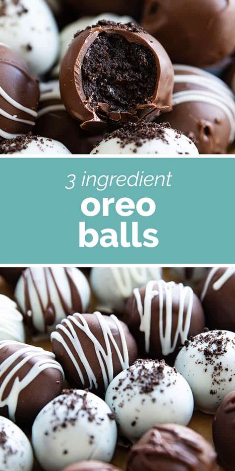 You only need 3 ingredients for these crowd pleasing Oreo Balls! The perfect no-bake treat, these Oreo truffles are filled with a creamy Oreo center that is covered in chocolate. Chocolate Covered Oreo Balls, Oreo Truffles Recipe Easy, Oreo Cake Balls Recipe, Easy Treats For A Crowd, Easy Oreo Balls Recipe, Chocolate Oreo Balls, Oreo Ball Recipe, Oreo Balls Recipe 3 Ingredients, Oreo Snacks