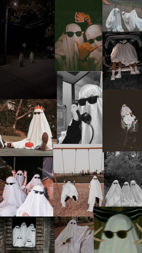 Funny Halloween Photos, Friend Halloween Activities, Ghost Halloween Pictures, Cool Ghost Costume, Halloween Sheet Ghost Pictures, Ghost Halloween Costume Women, Viral Ghost Photoshoot, Ghost Sunglasses Photoshoot, Ghost Photoshoot Kids