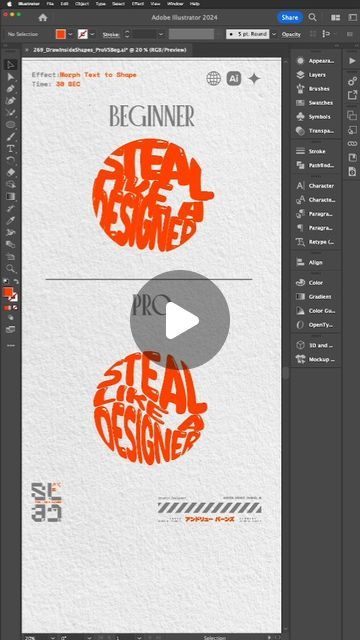 Andrew Barnes | Design & Tech | Day 270/366 - Here's the difference between a Beginner vs. Pro on how you should morph text to  shapes in a non destructive way in... | Instagram Text In Shape Illustrator, Design Tech, Follow Button, Tech Design, Adobe Illustrator, Do It, Illustrator, Let Me, ? Logo