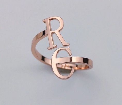 Excited To See You, Love Post, Letter Ring, Name Rings, Initial Ring, Monogram Necklace, Ring Dainty, Ring Metal, Online Earrings