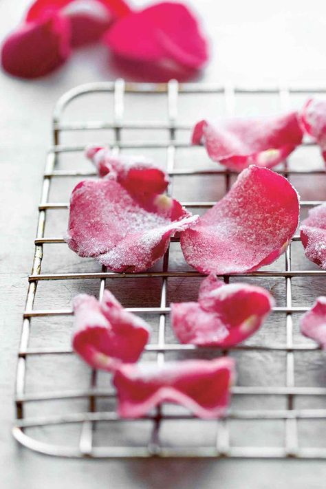 Candied Rose Petals Rose Petal Recipes, Edible Flowers Recipes, Vegan Wedding Cake, Candy Roses, Rose Recipes, Flower Food, Edible Flowers, Candy Recipes, Rose Petals