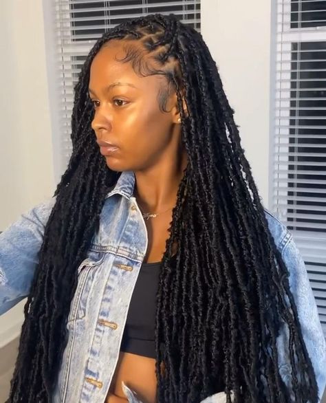 Hairstyles For Black Women Soft Locs, Distressed Faux Locs Medium Length, Flat Soft Locs, Medium Faux Locs, Small Faux Locs, Messy Dreads, Fox Locs, Goddess Soft Locs, Distressed Soft Locs