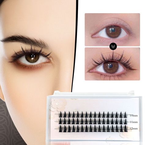 DIY Eyelash Extensions Small Bunch Feather Reusable Artificial Eyelash Multi Pack Mini Eyelash Cluster Create Authentic Eyelash Extensions Look Ladies Use Daily Party Makeup Features: Cluster lashes are made of high quality black material, soft，comfortable to wear, silky and shiny, will not hurt your skin and eyes. Applies to the underside of your natural lashes for a comfortable, more natural lash extension look Can be reapplied up to 3 times A new way to apply lashes: place tiny ultra-fine fib Natural Lash Extension, Apply Lashes, Makeup Features, Diy Lashes, Artificial Eyelashes, Cluster Lashes, How To Remove Adhesive, Diy Eyelash Extensions, Eyelash Sets