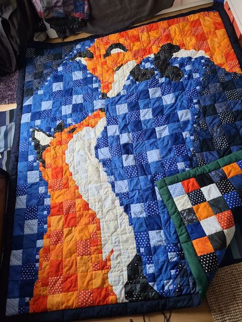 Scrap Buster Quilt Patterns, Jellyfish Quilt, Fox Quilt, Dinosaur Quilt, Colchas Quilting, Pixel Quilting, Woodland Quilt, Fox Blanket, Quilting Blocks